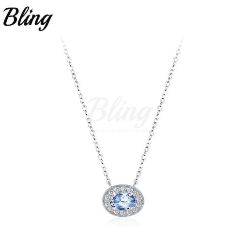 Blue CZ s925 silver necklace