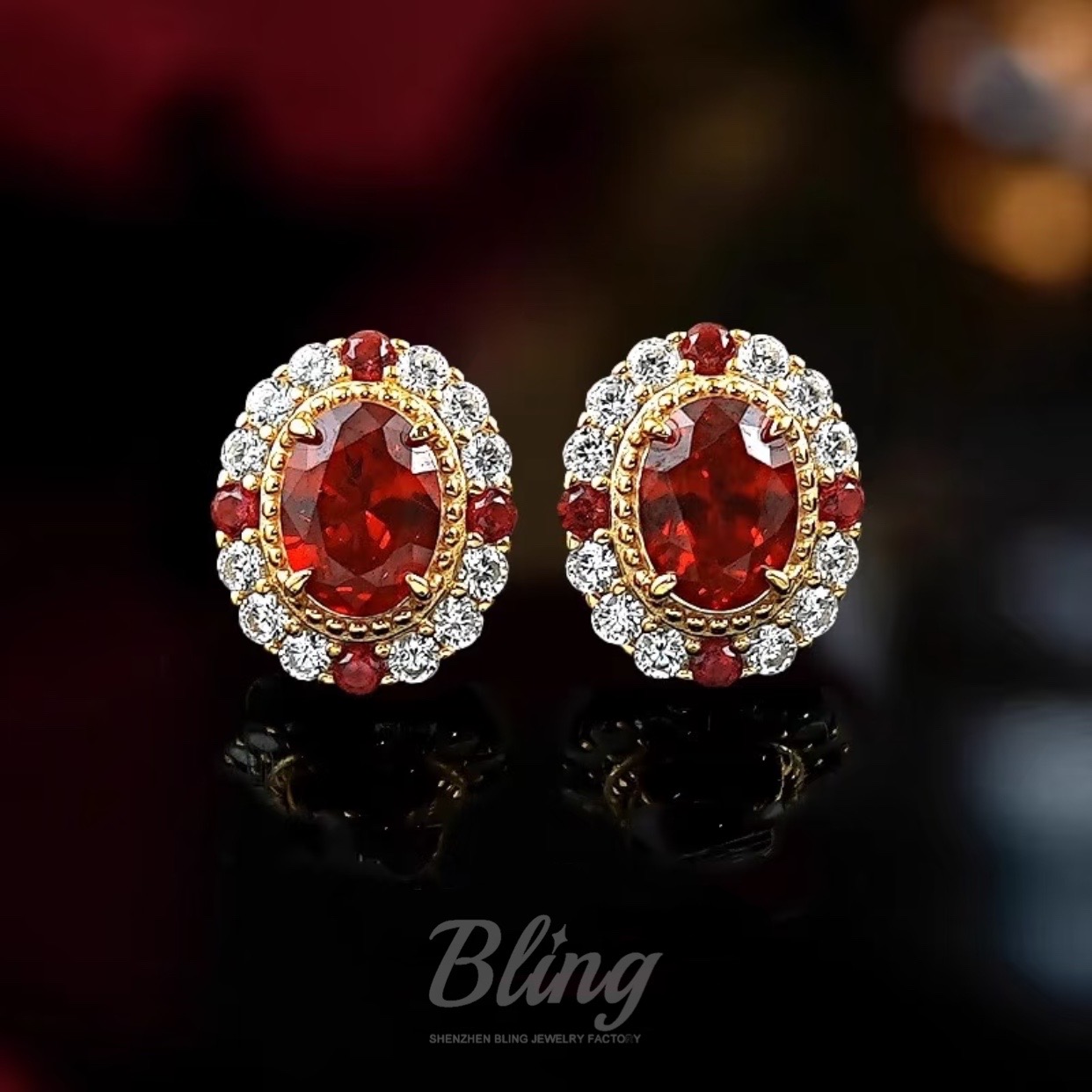 Light Luxury Gemstone 925 Silver Ruby Earrings and Necklace jewelry set - Image 3