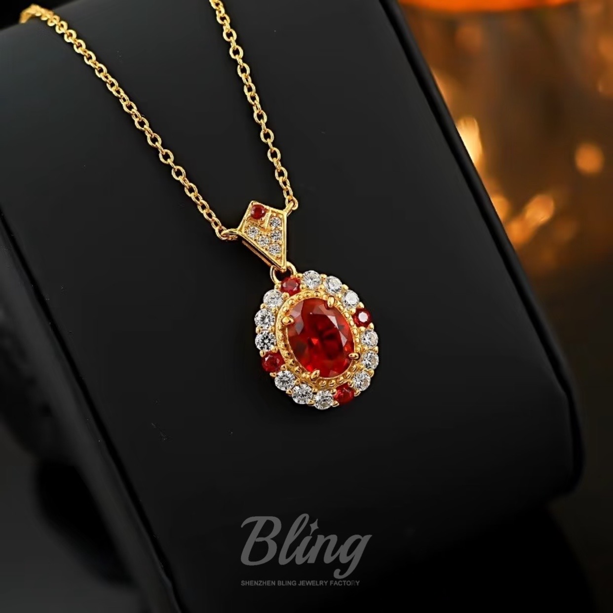 Light Luxury Gemstone 925 Silver Ruby Earrings and Necklace jewelry set - Image 2