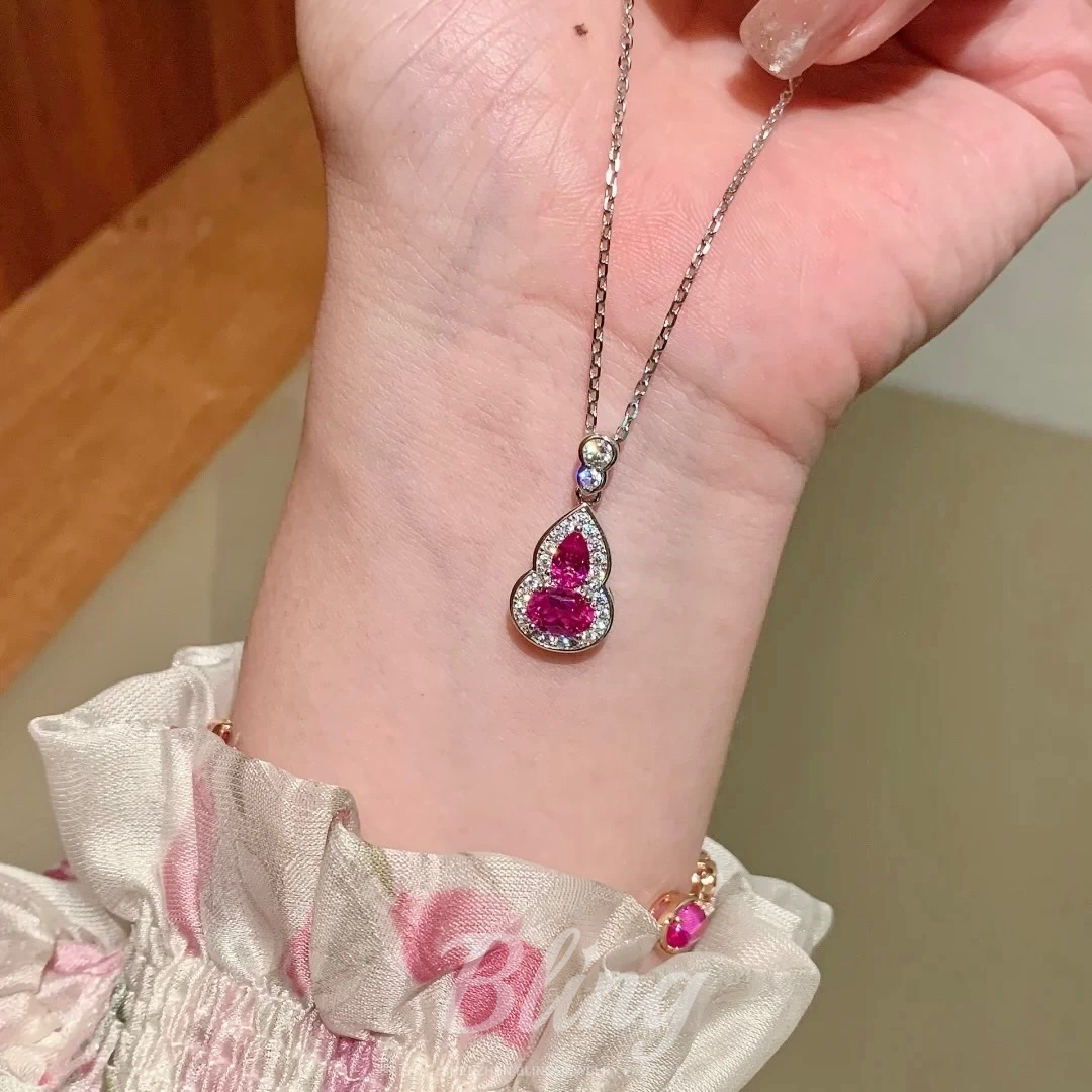 Pigeon Blood Red Small Gourd Fashion Jewelry 925 Sterling Silver Pendant Necklace for Women - Image 4